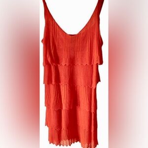 Caché Orange Crochet Tiered Spaghetti Strap Top